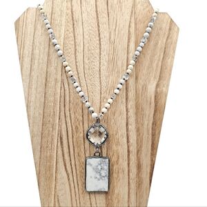 Long Glass & Marble Stone Necklace